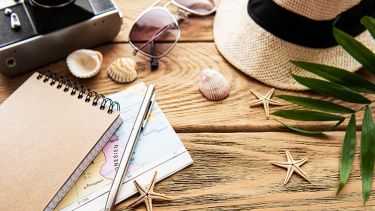 Orlando vacation planning with travel map and accessories